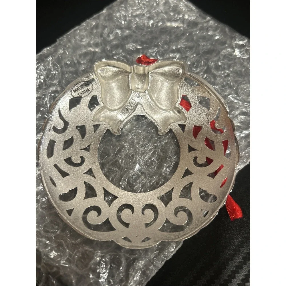 Lenox Christmas Ornament Sparkle and Scroll Multi-Crystal WREATH Silverplate NIB